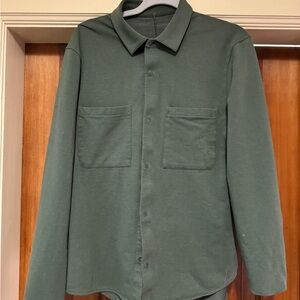 Lulu Lemon Forest Green snap Button-Up over Shirt
